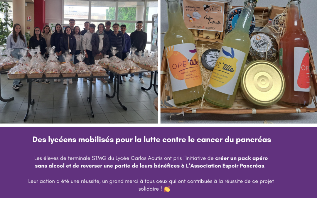 Des lycéens de Terminale STMG du Lycée Carlos Acutis (anciennement Jeanne d’Arc) de Montaigu-Vendée s’engage pour la lutte contre le cancer du pancréas !